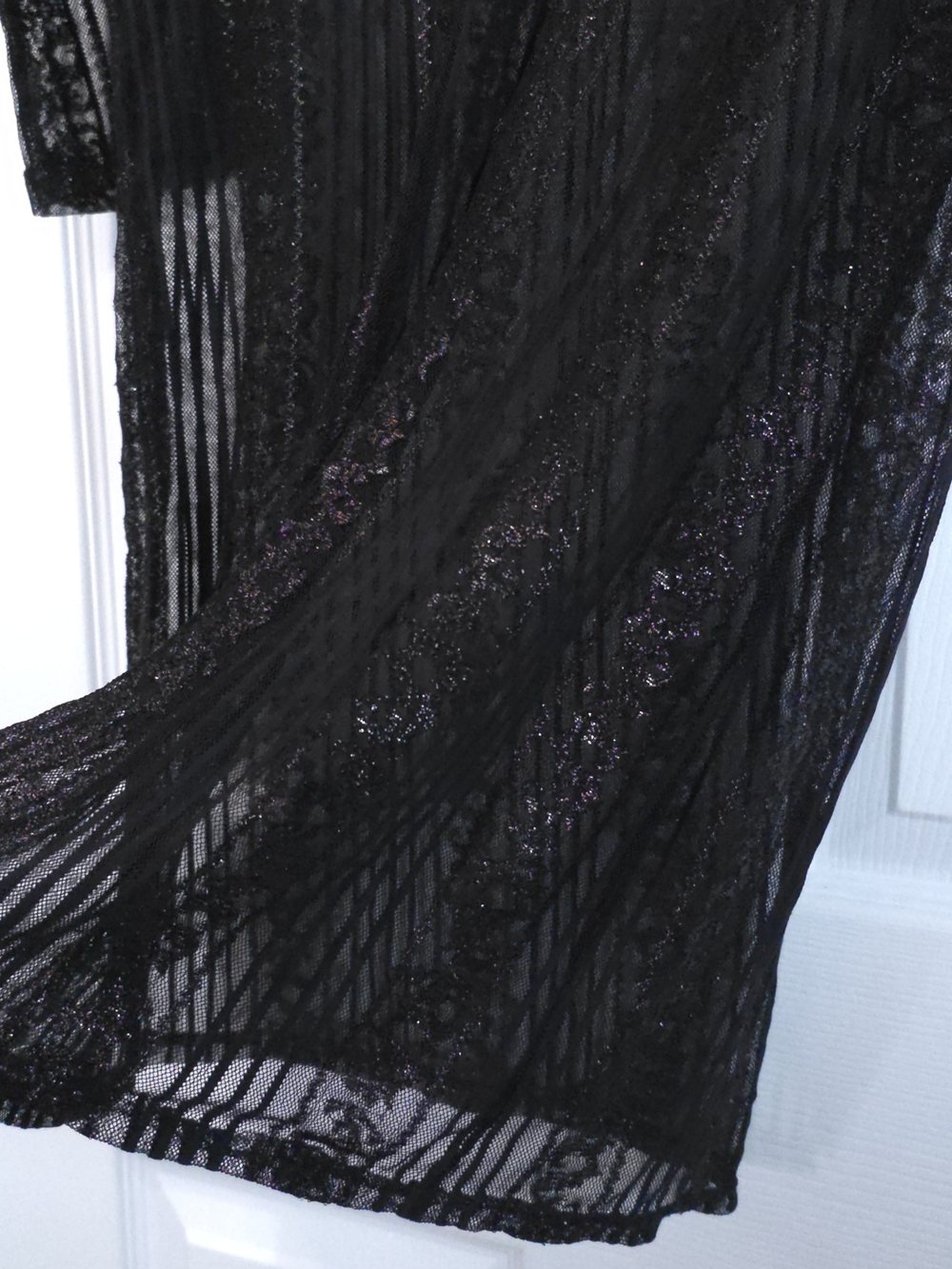 Vintage Taylor Jones Hooded Tunic Mesh Sequins & Lace Black Size M USA Made - Picture 5 of 10